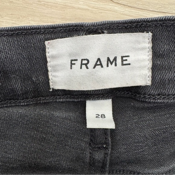 Frame Denim Le High Straight Release Hem Jeans black gray Sz 28 - Picture 4 of 9